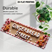 2D Flat Metal Sign, European Style Fashion Decor, Featuring Candy Cane, Gingerbread Man And Frosting Letter Pattern, Suitable For Bar, Living Room, Restaurant, Hotel And Other Places, Also Applicable For Halloween, Christmas And Other Holidays. Perfect Gift, 2D Flat Design, Perfectly Fits Room Decoration - A - View 5