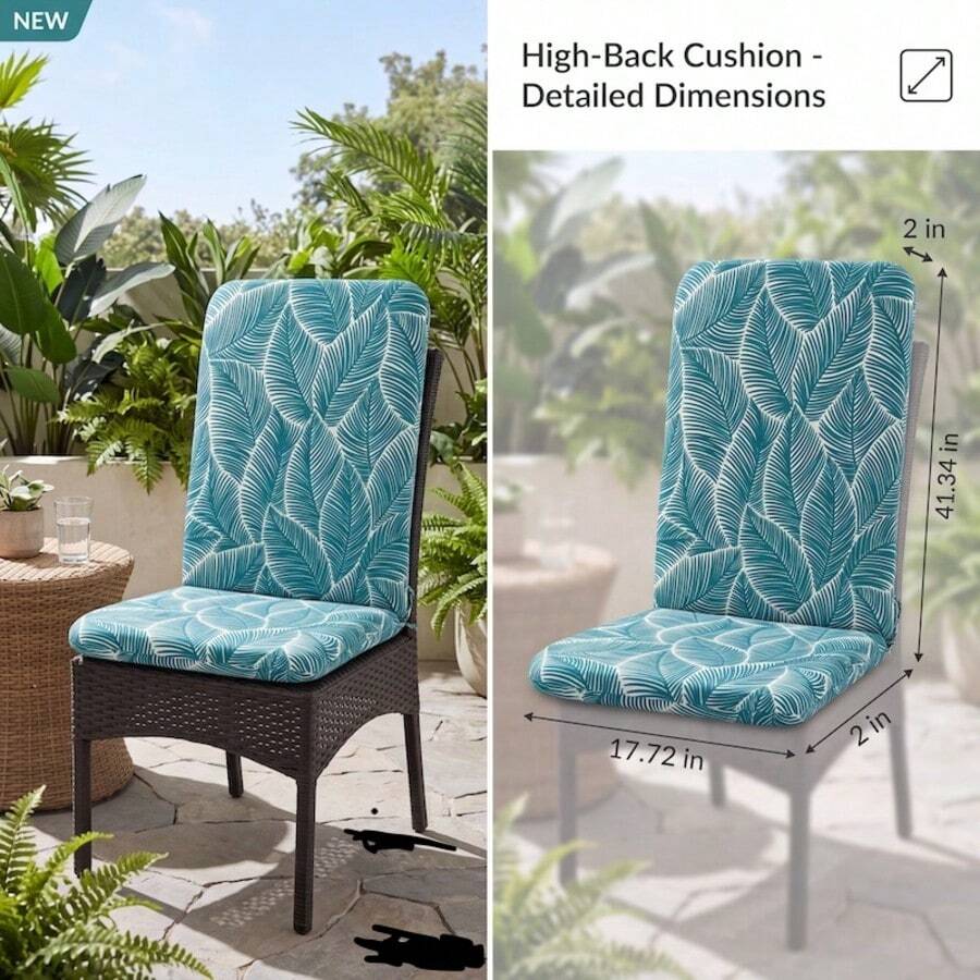 High Back Outdoor Chair Cushions-Water Proof Patio Dining Chair Cushions, Removable Machine-Washable Cover For Camping Beach Picnic Travel 17.72*41.34*2in - 黑與白 - 查看 1