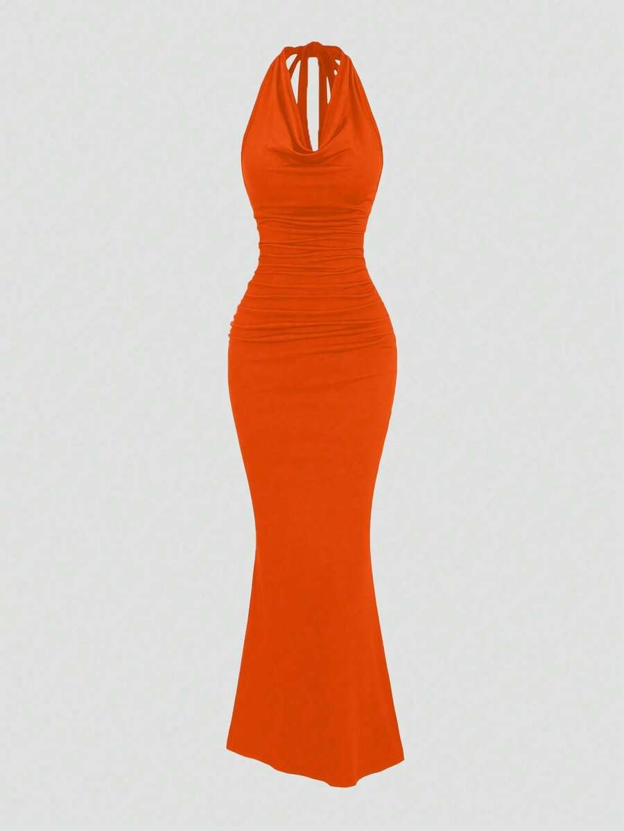 Women Long Dresses - 橘色 - 查看 1