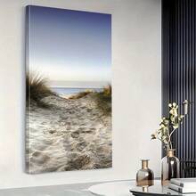 1pc Unframed Sandy Path Poster, Beach Dunes Large Wall Art, Sea View Canvas Print, Calm Nature Wall Decor, Modern, Horizon Artwork For Bedroom, Kitchen, Living Room, Home Office, Or Dining Room, Summer & Spring Aesthetic, Beach Theme Decor - A - View 6