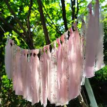Bandeira de Tecido de Chiffon Rosa com Borlas, Decoração de Quarto Estilo Pastoral, Quarto, Sala de Aula, Decoração de Banner de Parede Pendurado, Festa de Aniversário, Volta às Aulas, Chá de Bebê e Outras Decorações de Festa e Feriado, Decoração de Aniversário de Cadeira Alta de Bebê - Flores cor-de-rosa - Visão 2