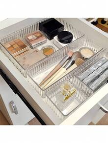 1/7/8/9 Pcs Drawer/Desktop Cosmetic Organizer, Shatterproof Multi-Compartment Jewelry Small Item Organizer, Exquisite Storage Box, Room Decor, Home Decor, Fall Decor, Bedroom Decor, Christmas And New Year Gift, Back-To-School Gifts,Stationery Storage - Clear - View 5
