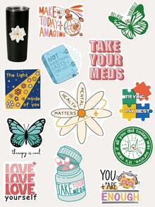 50Pcs Mental Health Waterproof Stickers, Aesthetic Decals For Teens & Adults, Decor For Tumbler Laptop Luggage Scrapbook, Birthday Holiday Craft Gift Supplies - 50pcs - View 6