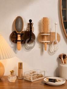 1PC No-Drill Wall-Mounted Hair Styling Tool Rack – A Space-Saving Bathroom Shelf For Storing Combs, Hair Clips, Hair Ties, And Styling Accessories. - Multicolor - View 5