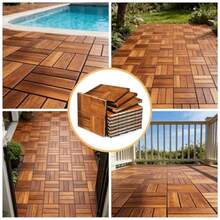 20 Piezas Pisos de Madera Carbonizada para Exterior 30x30cm Deck Impermeable para Jardín, Terraza, Balcón o Interior, Piso Laminado Pino de Alta Resistencia, Antideslizante y Anticorrosión - 12 madera aceitada - Ver 7
