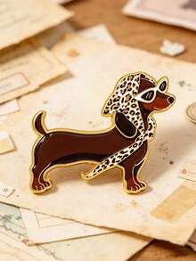 Dachshund Fan Gift Metal Enamel Badge Accessory Jewelry Backpack/Briefcase/School Bag Pin - Multicolor - View 2
