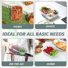 5 Pack 2 Compartment Glass Food Storage Containers With Lock Lids, Leakproof Divided Glass Lunch Containers, For Microwave Freezer Dishwasher Meal Prep Boxes For Office Fitness - View 3