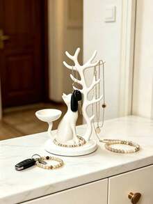 1pc Durable Elegant Cat & Tree Shaped Jewelry Storage Box For Women - Multicolor - View 7