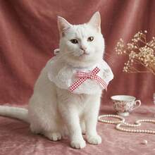 1pc Pet Lace Round Neck Bib, Embroidered Floral Mesh Scarf, Suitable For Cats And Dogs, Cute Sweet Style Neck Accessory, Adjustable And Soft, Daily Wear, Party Photo Prop, Cute Gift For Pet Lovers, Multiple Colors Available - Multicolor - View 2