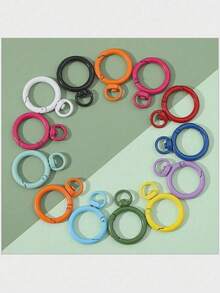 8/20/50/100pcs Random Color O-Ring Spring Buckle Hooks, Metal Carabiner Clips DIY Jewelry Connectors, Suitable For Keychains And Dog Leashes - Round Keychain - View 2
