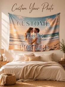 Customized Photo Tapestry, Personalized Image Wall Hanging Banner, Bedroom Decor Custom Image Backdrop, Photography Prop - Multicolor - View 2