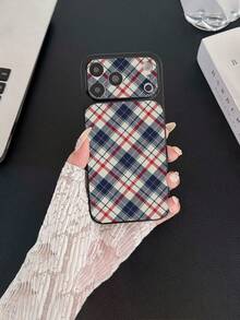 Casing Ponsel Motif Kotak-kotak Vintage Inggris, Warna Kontras Klasik Latar Belakang Beige dengan Cetakan Kotak-kotak Tekstur Kulit Halus, Jendela Besar Perlindungan Penuh, Tahan Aus, Anti Jatuh, Gaya Minimalis Preppy, Pelindung Ponsel Serbaguna, Kompatibel dengan Apple 17 Pro Max/16/16 Pro/16 Pro Max/16 Plus/15/15 Plus/15 Pro/15 Pro Max/14/14 Plus/14 Pro/14 Pro Max/13/13 Pro/13 Pro Max/12/11 - Hitam - View 2
