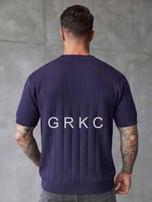GRKC Men's Short Sleeve Polo Shirt, Polo Collar, Short Knit, Loose Straight Fit, Business Casual Style, Half-Zip Knit Polo, Spring/Summer Top - Royal Blue - View 5