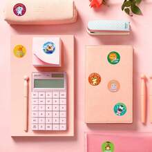 500pcs Cartoon Animal English Reward Round Stickers, 1 Inch, High Saturation Macaron Bright Colors, Hand-Drawn Cute "High Five" ", First Day Of School - Multicolor - View 7