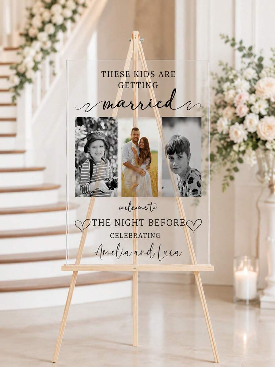Wedding Welcome Sign, Wedding Eve Welcome Sign, Modern Wedding Entrance Sign, Acrylic Sign, Wedding Decor, Wedding Gift - Multicolor - View 1