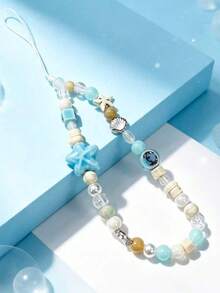 1pc Summer Sea Breeze Blue Phone Chain- Fresh Cute CCD Hook - DIY Pendant -Camera Anti-Drop Strap - Blue Style - Baby Blue - View 2