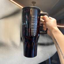 HYDRO-JUG 40OZ Large Capacity Stainless Steel Insulated Travel Tumbler With Handle Straw Leak Resistant Lid, 24H Hot Cold Retention, Portable Cup For Summer Camp Study Tour, Commemorative Gift For Outdoor Training Graduation - Tortoiseshell Pattern - View 2
