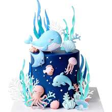 15Pcs/1pc Undersea Ocean Birthday Cake Decorations Ocean Party Gifts Ocean Theme Gift Giving Birthday Party Supplies, Not Only Beautiful Decorations, But Also Make Your Cake More Eye-Catching, Perfect For Stunning Photos. They Are The Perfect Choice - Multicolor - View 4