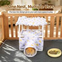 ITANDME Two-Level Guinea Pig Hideout | Guinea Pig Hideout With Tunnels | For Play And Rest | Open-Bottom Design For Easy Cleaning | Durable Fabric | Decorative Habitat For Small Pets | Suitable For Guinea Pigs, Rats, And More - View 7