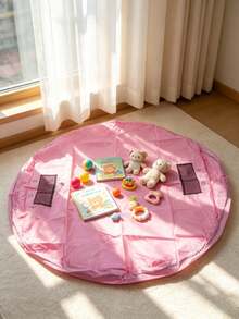 Alfombra de juego redonda para niños, bolsa de almacenamiento portátil con cordón, alfombra de juego plegable e impermeable para la sala de juegos del bebé, alfombra de almacenamiento rápido para bloques de construcción - Multicolor - Ver 10