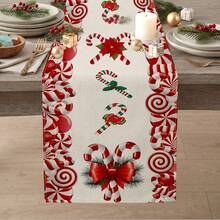 1pc Christmas Candy Print Table Runner, Suitable For Holiday, Party, Dinner, Restaurant Table Decor, Home Autumn/Winter Decoration - Multicolor - View 8