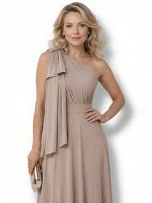 Long Party Dress With Lace, Lined Cups, Comfortable, Elegant, Simple - Beis - Ver 7