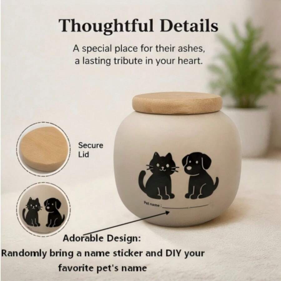 Wide Inner Chamber Sealed Pet Cremation Urn, Can Store Ashes, Bone Fragments, Collars, Whiskers And Other Small Accessories, Exquisite And Smooth Body, Providing Deep Consolation And Gift For Pet Owners - Light Grey - View 1