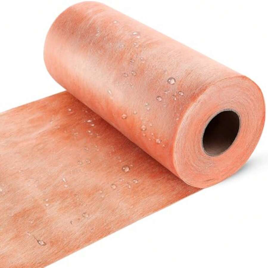 MAXWAVE Membrana de impermeabilización de 17 pulgadas x 45, 72 m 212 pies cuadrados de tela PE para desacoplamiento, para bajo pisos de baldosas, paredes y pisos de ducha, baño y sauna - A - Ver 1