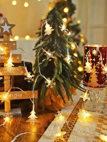 1pc Christmas Tree Star & Snowflake Fairy Lights, Battery Operated Snowflake String Lights, Christmas Tree Decoration, Christmas Party Home Wall Yard Window Holiday Decor, Snowflake Lights, Christmas Tree Lights, Christmas Gift, Star String Lights - Transparent-tree+Snowflake+Star - View 5