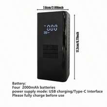 Heavy Duty Multi-Function Car Jump Starter, 8000A Portable Air Compressor With 180PSI, LED Flashlight, Battery, Holds 2.64 Gallons Of Gasoline Or 2.38 Gallons Of , Digital Tire Pressure Monitor - Upgraded Air Compressor - View 3