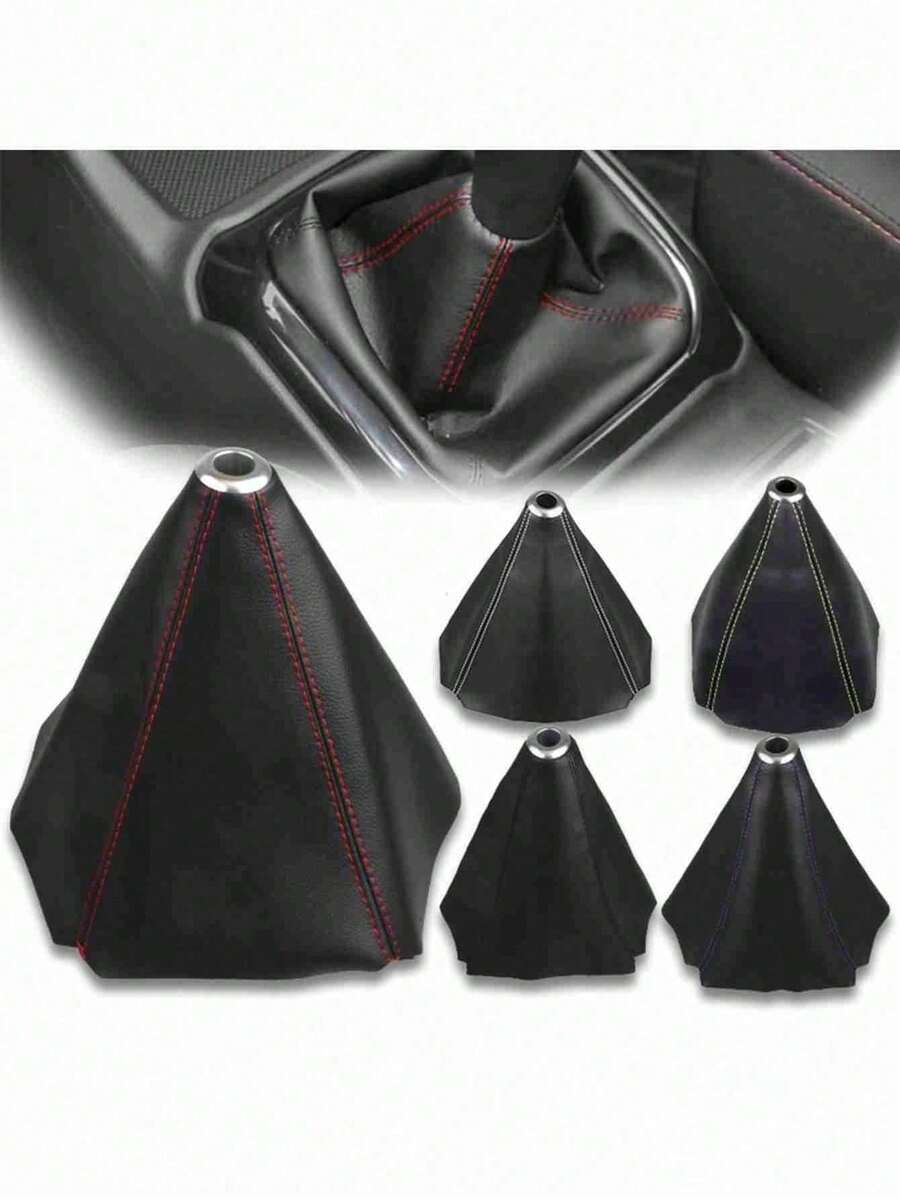 1pc Universal Car Gear Shift Sleeve, PU Leather Car Gear Shift Sleeve, Automatic Car Manual Gear Shift Knob, Suitable For All Cars - A - View 1
