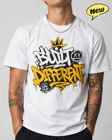 Street Style Crown Ink-Drip Graffiti T-Shirt, Unisex - 白色 - 查看 1