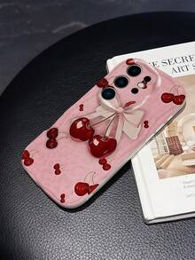 1 buah Casing Ponsel Motif Cetak Ceri Minimalis Lembut Bergaya INS Gelombang Besar Krem, Tekstur Gelombang Putih Susu, Cakupan Lensa Penuh, Casing Lembut, Kompatibel dengan Ponsel Seri 1 - Putih - View 2