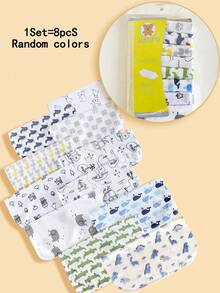 8条/12条/24条装婴儿面巾，柔软亲肤薄款手帕，婴儿护理手帕，哺乳巾，可爱图案婴儿毛巾，拍嗝巾，柔软婴儿浴巾，婴儿面巾，手帕，新生儿沐浴礼品，颜色/图案随机（材质略薄） - 多色 - 查看 12