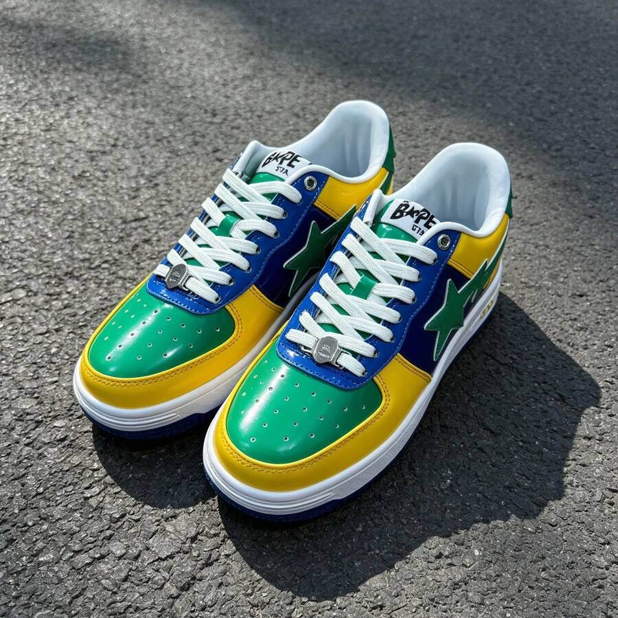A BATHING APE 1雙中性休閒運動鞋 BAPE STA 閃電星星 Logo 耐穿低筒運動鞋 - 鏡面黃綠藍 - 查看 1