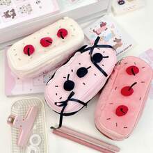 1pc New Cute Cartoon Plush Cherry Cake Pencil Case, Large Capacity Student Stationery Storage Bag, Multifunctional Organizer Pouch, Soft Skin-Friendly Plush Fabric, Smooth Zipper, Dust-Proof, Pressure-Resistant, 3D Fluffy, Lightweight, Portable, Fits In Backpack, Can Hold Pencils, Markers, Rulers, Erasers, Sticky Notes And Various Learning Supplies, Suitable For Students, Classroom, Self-Study, Library, Home, Dorm, Daily Use, Creative Storage, Multi-Purpose, Soft And Healing, Niche, Versatile, Durable, Perfect Practical Gift For Students, Birthdays, Best Friends - 3 - View 5