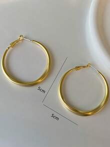 1Pair Minimalist Plain Hoop Earrings, Suitable For Women's Evening Party, Holiday Gift - A - View 7