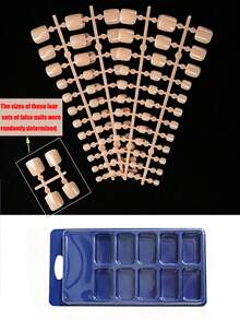 100pcs Glossy Fake Toenails, 12 Sizes/Box, Nude Color Press-On Toenails, Full Cover Short Square Artificial Toenails, Synthetic Foot Nail Art, Suitable For Women And Girls - 薑色 - 查看 5