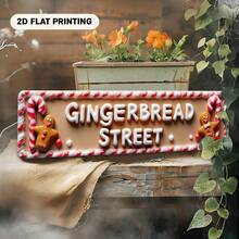 2D Flat Metal Sign, European Style Fashion Decor, Featuring Candy Cane, Gingerbread Man And Frosting Letter Pattern, Suitable For Bar, Living Room, Restaurant, Hotel And Other Places, Also Applicable For Halloween, Christmas And Other Holidays. Perfect Gift, 2D Flat Design, Perfectly Fits Room Decoration - A - View 6
