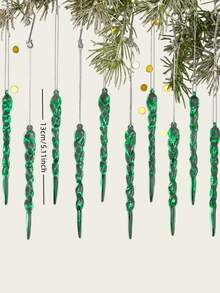 24pcs/Pack - Christmas Tree Crystal Decorations, Transparent Acrylic Christmas Tree Ice Crystal Hanging Ornaments, Suitable For Christmas, New Year, Wedding And Winter Party Decoration - Green - View 6