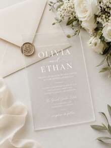 Custom Acrylic Wedding Invitations, Personalized Wedding Invitations. Custom Wedding Invitations, Wedding Invitations, Acrylic Gift Invitations, Acrylic Wedding Signage, And Wedding Invitations With Name, Date And Location. - Multicolor - View 7
