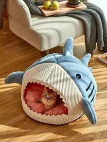 10pcs Shark-Shaped Cat/Dog Bed, Enclosed Pet Sleeping House, Cute Design, Suitable For Small/Medium/Large Cats And Dogs, All Seasons - Multicolor - View 10