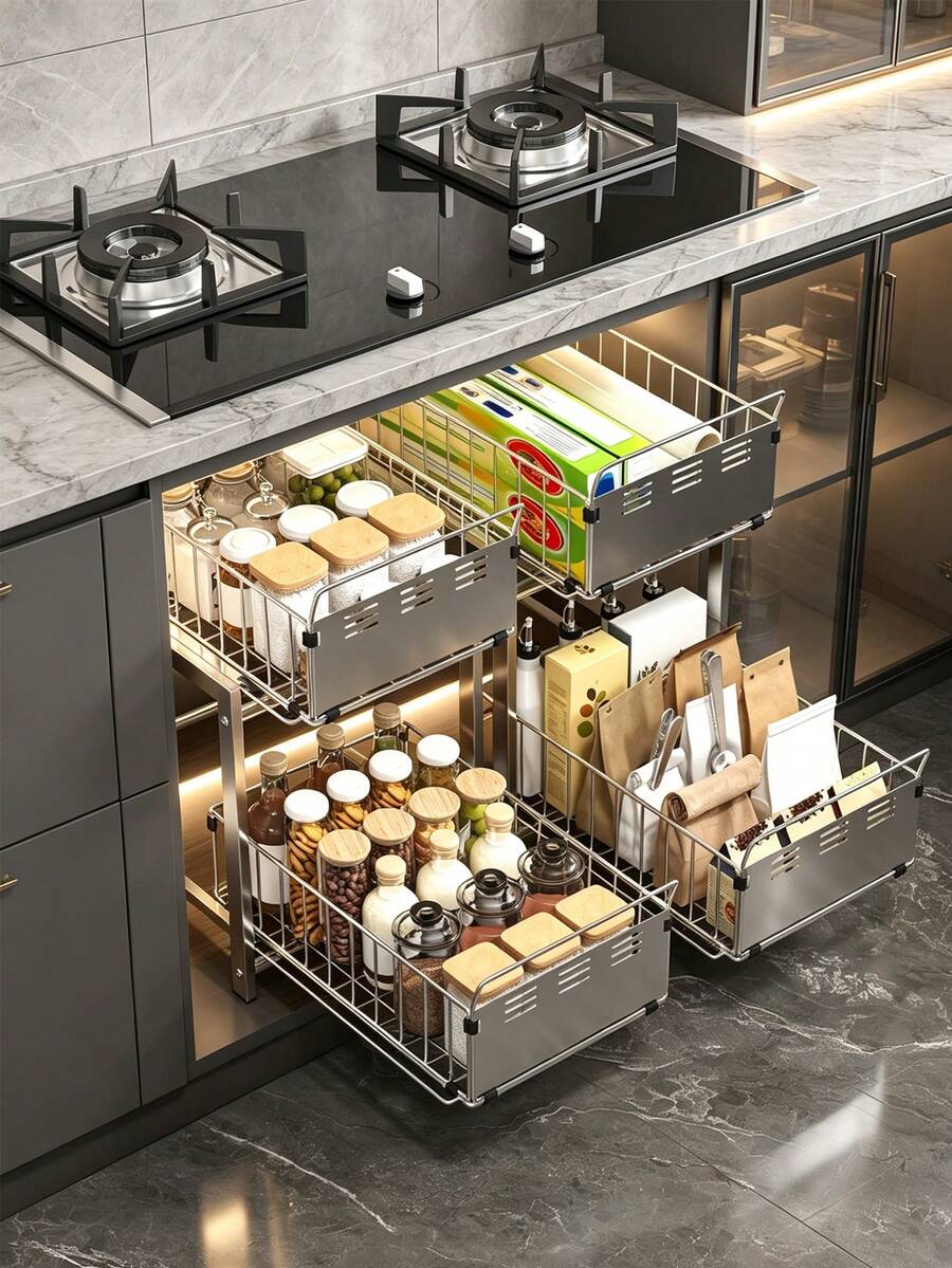Drawer-Style Storage Rack, Multi-Functional Double-Layer Storage Rack, Sink Storage Rack, Suitable For Kitchen, Bathroom, Home Storage And Organization, Kitchen Organizer, Home Decor - Multicolor - View 1