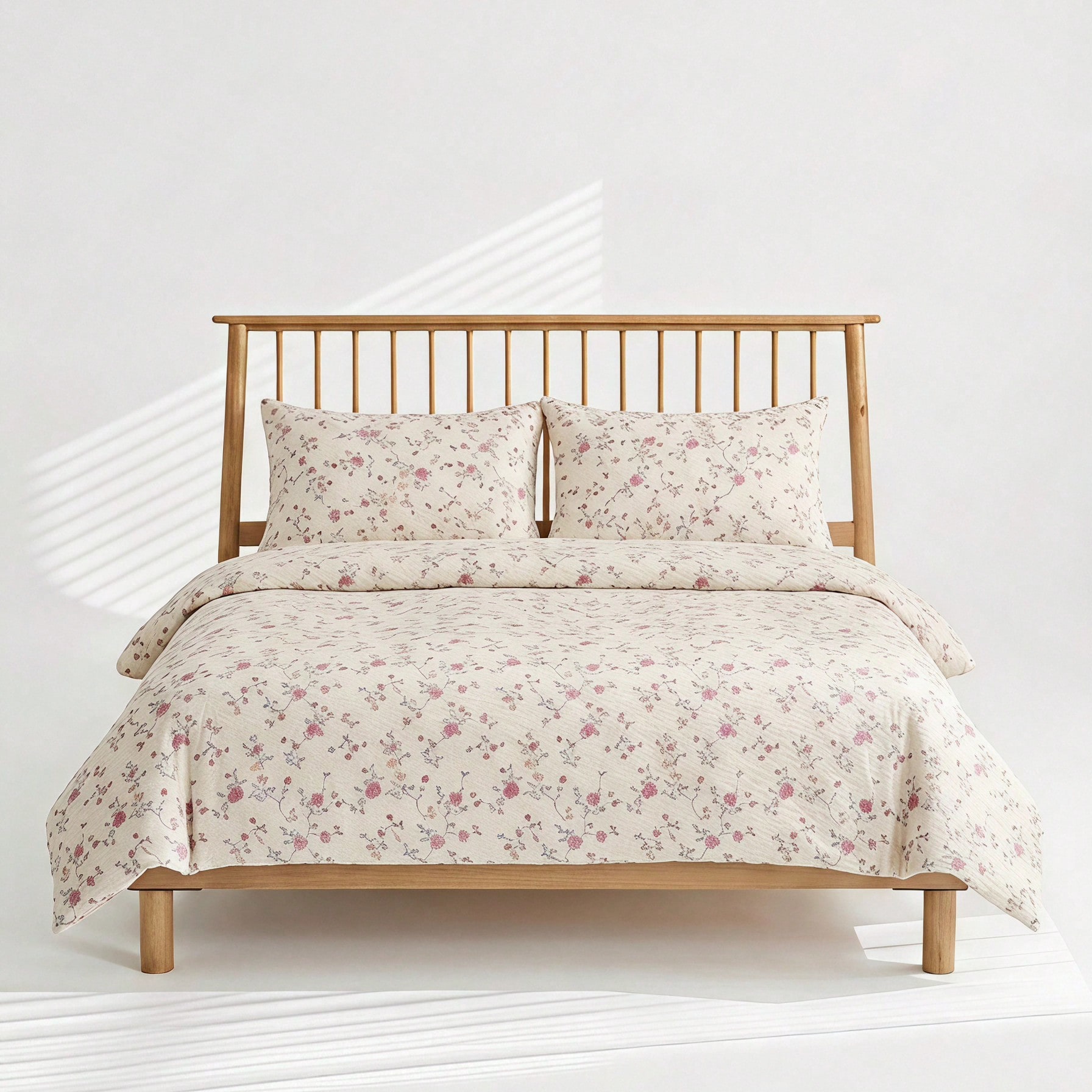 2/3 Pcs Crinkle Textured Floral Bedding Set, 100% Polyester Waffle Embossed Duvet Cover, Vintage Cottagecore Aesthetic Soft And Comfortable Bedding (Duvet Cover + 1/2 Pillowcases, No Comforter Included), All-Season Modern Polyester Bedding Collection