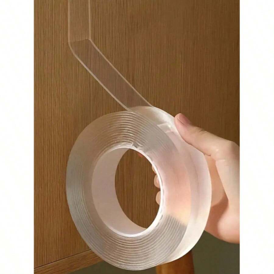 1 Roll Heavy Duty Double Sided Tape, Reusable, No Residue, Strong Adhesion, Multi-Purpose, Removable And Washable, Suitable For Home, Office And Car Use