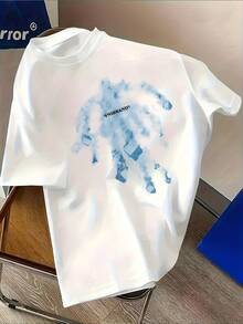 Weihnachten Herren % Baumwolle vielseitiges Kurzarm-Shirt mit Rundhalsausschnitt, sommerliches lässiges bedrucktes Oberteil 777Hot Item - Weiss - Übersicht 2