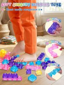Jelly Style Stress Relief Soft Rubber Building Blocks, Slow Rebound Stackable Assembly Blocks, DIY Creative Educational Sensory Toys, Birthday Holiday Gifts For Children And Teenagers - Multicolor - View 6