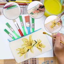 10PCS Beige & Multicolor Zipper Multifunctional Storage Bags, Blank Hand-Painted DIY Zipper Canvas Bags, Pencil Case Student Stationery Bag Document Storage Bag, Coin Phone Glasses Cosmetics Toiletries Storage Bag, Can Print LOGO Suitable For Home School Travel, Back To School Season Birthday Party Gift - Beige - View 7