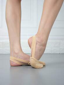 Wuyuan Canvas Half-Sole Ballet Shoes, High Elasticity Canvas Fabric, Gymnastics Dance Shoes - Apricot - View 2