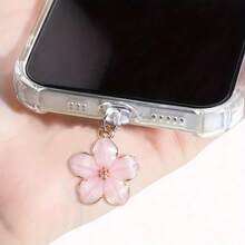 粉色櫻花吊飾防塵塞，通用 Android 與 Apple 手機充電孔，手機充電孔防塵塞吊飾小禮物 - 彩色 - 查看 6